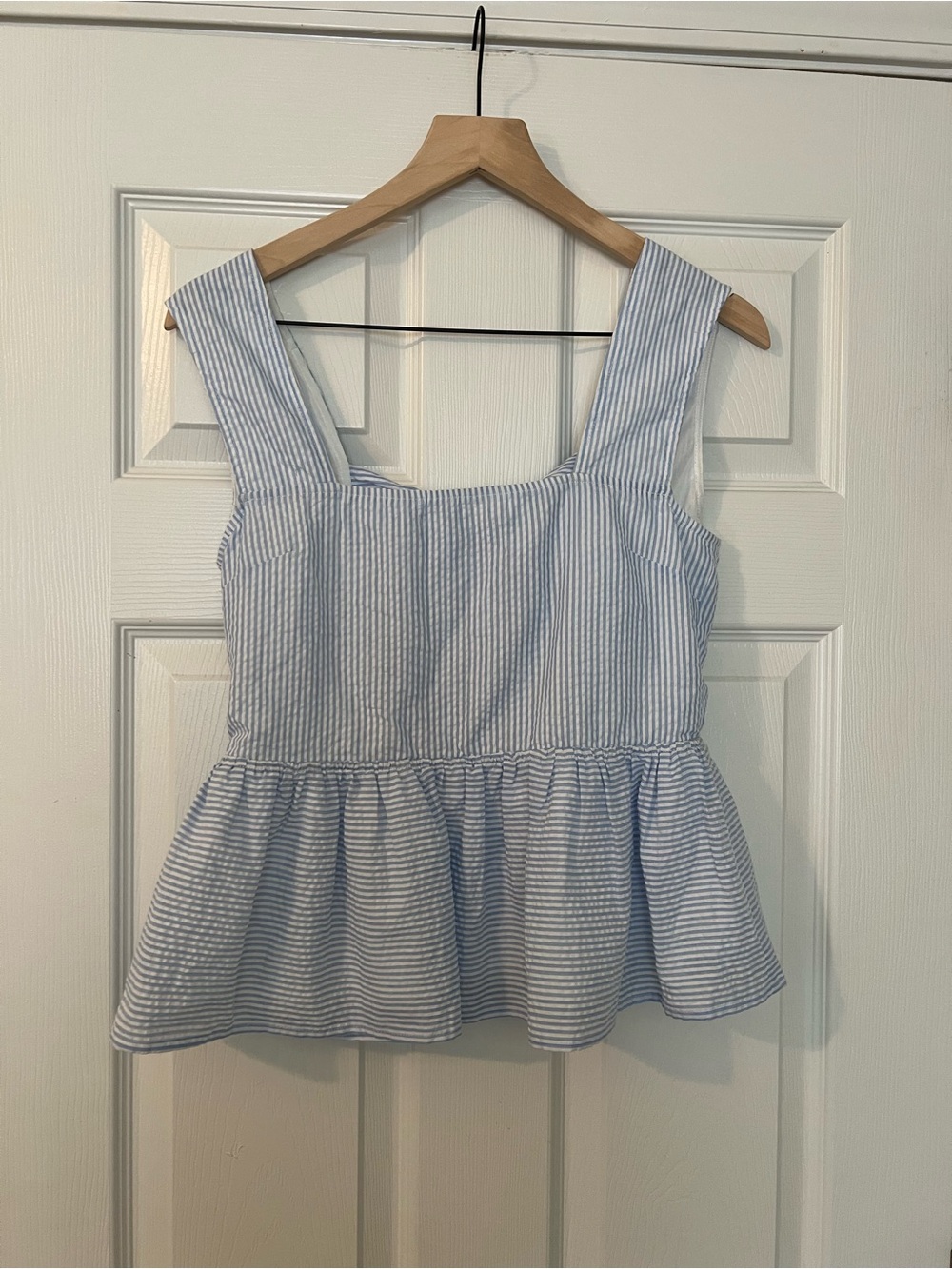NWOT Anthro After Market Blue/White stripe Peplum Top